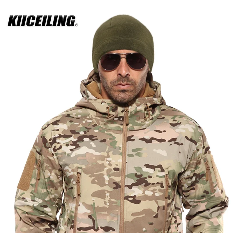 KIICEILING-Tactical Hat, Double Deck, Winter, Thick, Fleece, Warm, Windproof, Cycling, Hiking, Fishing, Outdoor, Hunting, Scarf