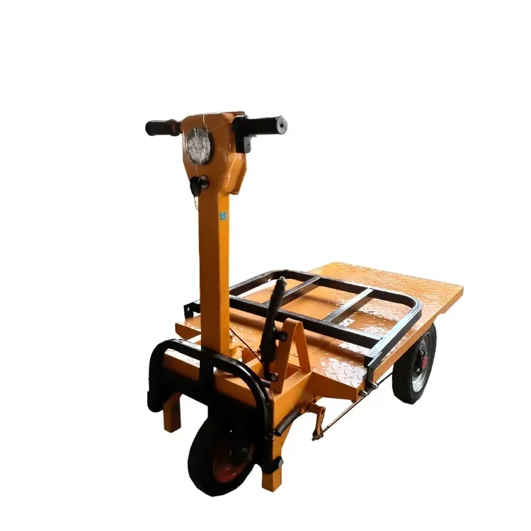 Electric Flatbed Truck Trolley with Three Wheels for Standing and Pushing