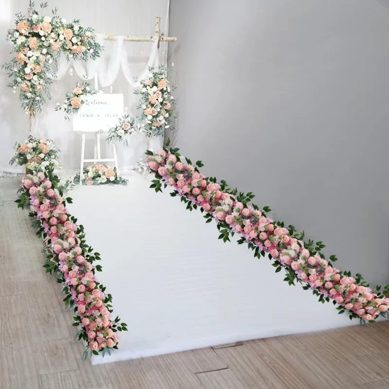 New Wedding Flower Row 1M Long Strip Forest Scene T-Stage Decoration Wedding Scene Artificial Flower Road Guide Arch