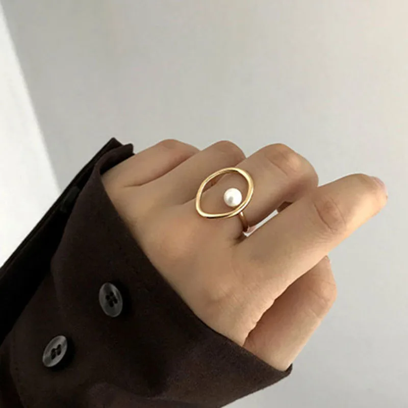 Silberfarbene Vintage-Perlenringe für elegante Frauen, kreative geometrische Party-Accessoires, Modeschmuck, Geschenke