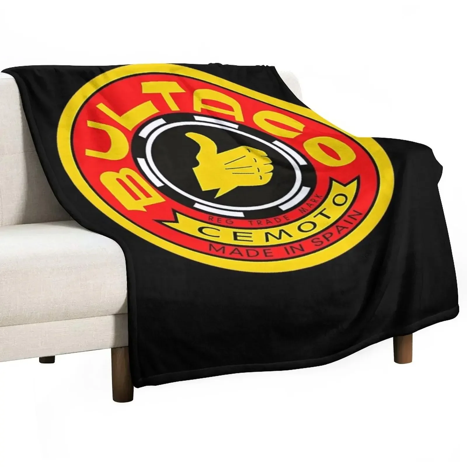 

Bultaco Cemoto Motorcycle Logo T-Shirt Throw Blanket Hairys Soft Flannel Fabric Plaid Blankets