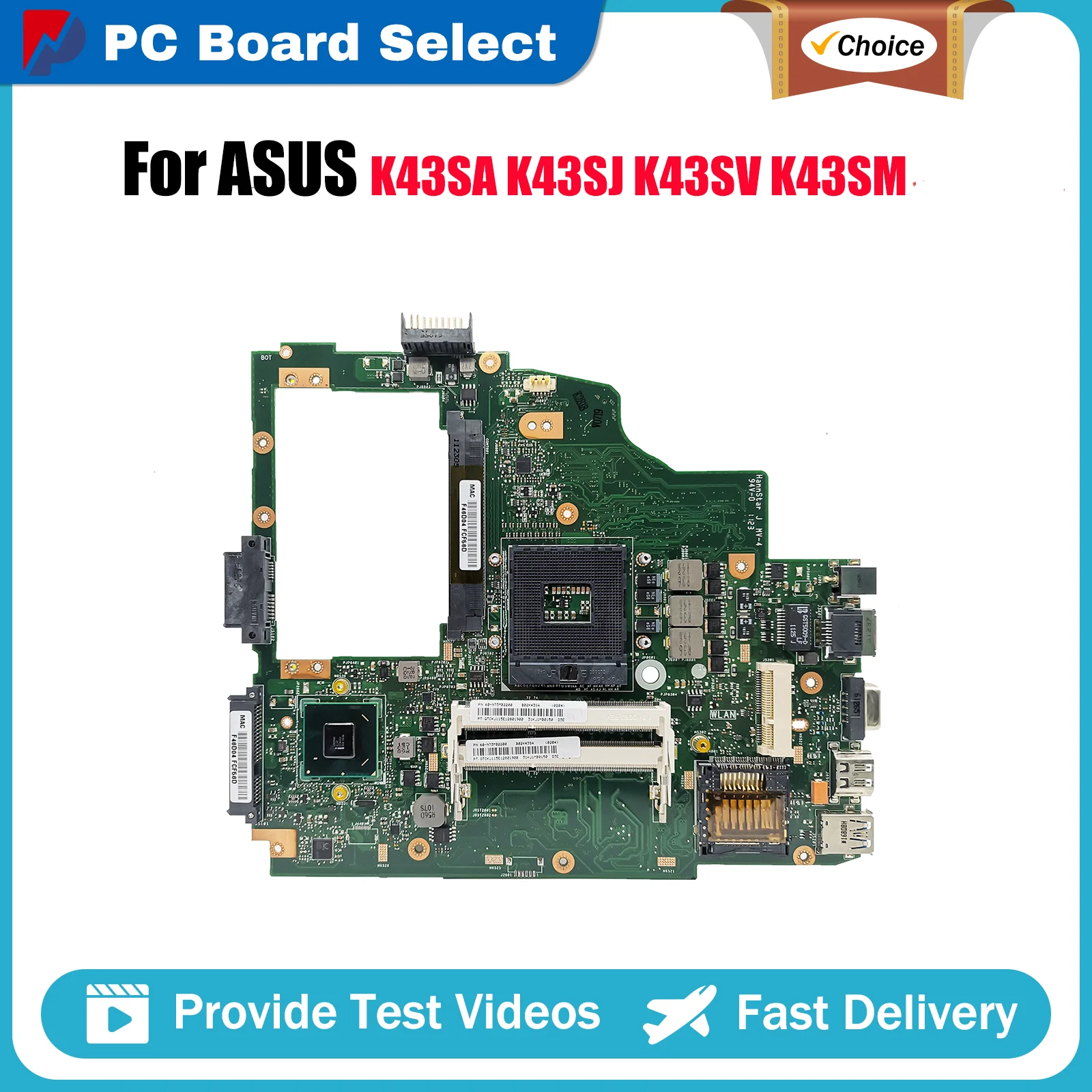 

Материнская плата K43SA для ноутбука ASUS K43SV K43S A43S K43SD X43S K43SM K43SJ, материнская плата для ноутбука в наличии, 100% тестирование, ОК, быстрая доставка