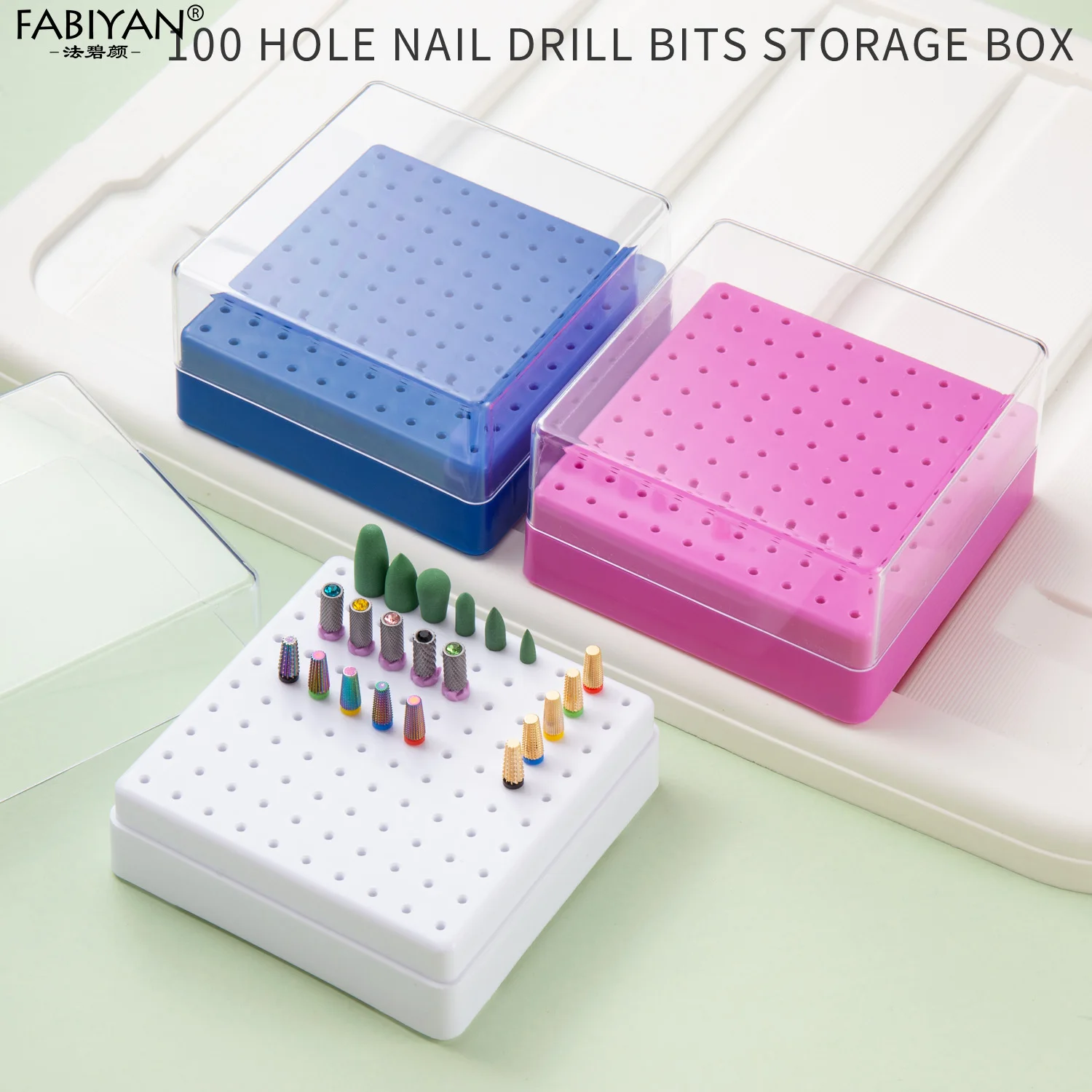 30/100 ثقوب ABS مسمار لقمة ثقب صندوق تخزين مسمار رأس مطحنة عرض موقف مانيكير اكسسوارات أدوات الأظافر