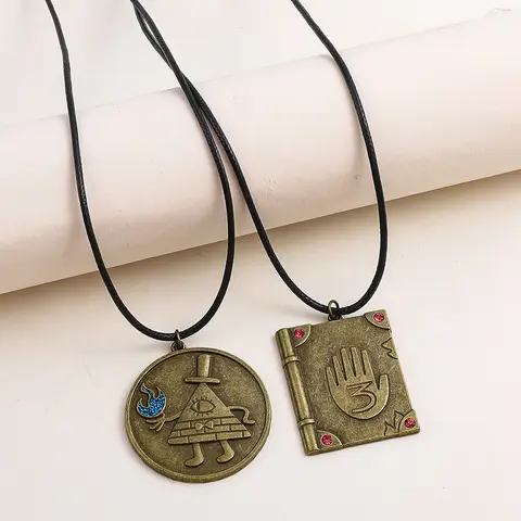 Gravity Falls Necklace The Town Choker Brown Necklaces Cute Pig and Book Styling Cartoon Character Pendant Necklace