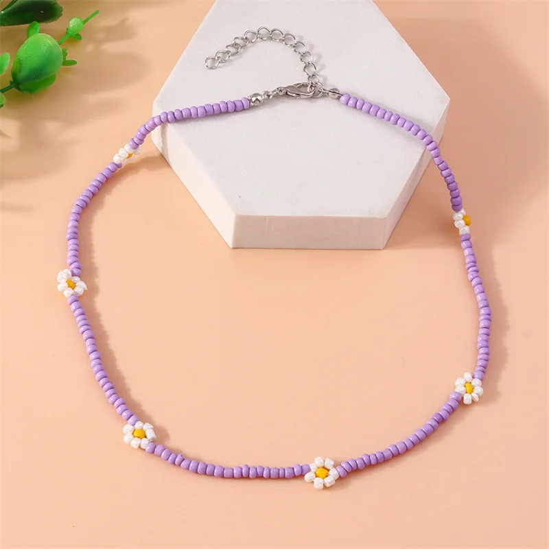Aihua Böhmen Bunte Blume Rocailles Halskette Für Frauen Kinder Freundschaft Halskette Sommer Strand Party Schmuck Geschenke – Detail 12