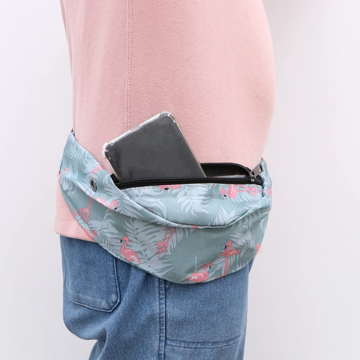 1 قطعة الخصر الرياضية المقاومة للماء السماء الزرقاء خفيفة الوزن دائم أكسفورد القماش الجري المشي لمسافات طويلة السفر في الهواء الطلق حزمة مراوح مرنة