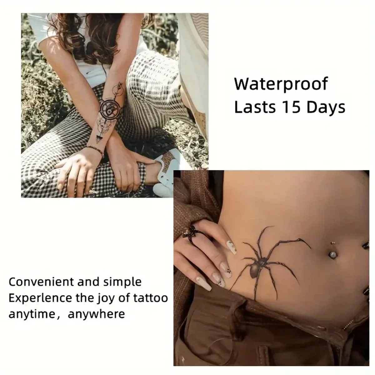 

1 Sheet Spider Tattoo Sticker Waterproof and Long-lasting Temporary Tattoo