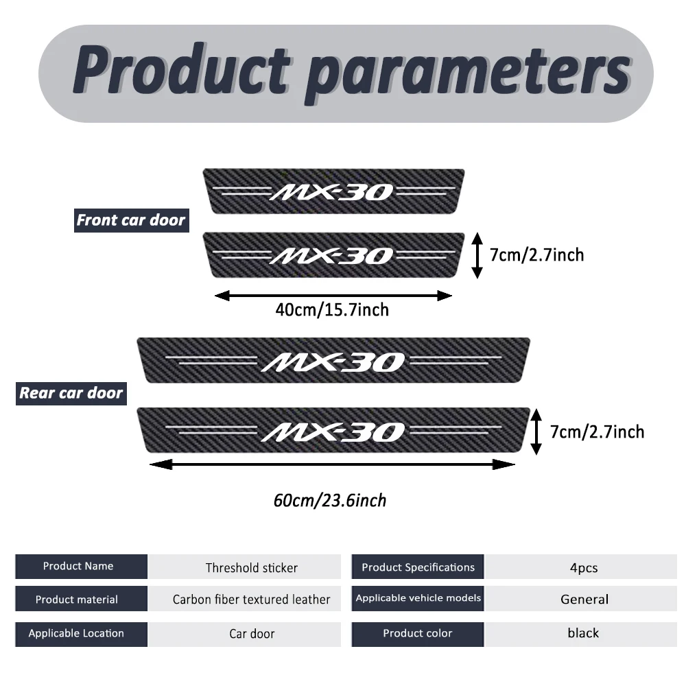 Car Door Sill Carbon Fiber Sticker Threshold Side Anti Scratch Tape Waterproof for Mazda MX-30 Car Accessories view 5