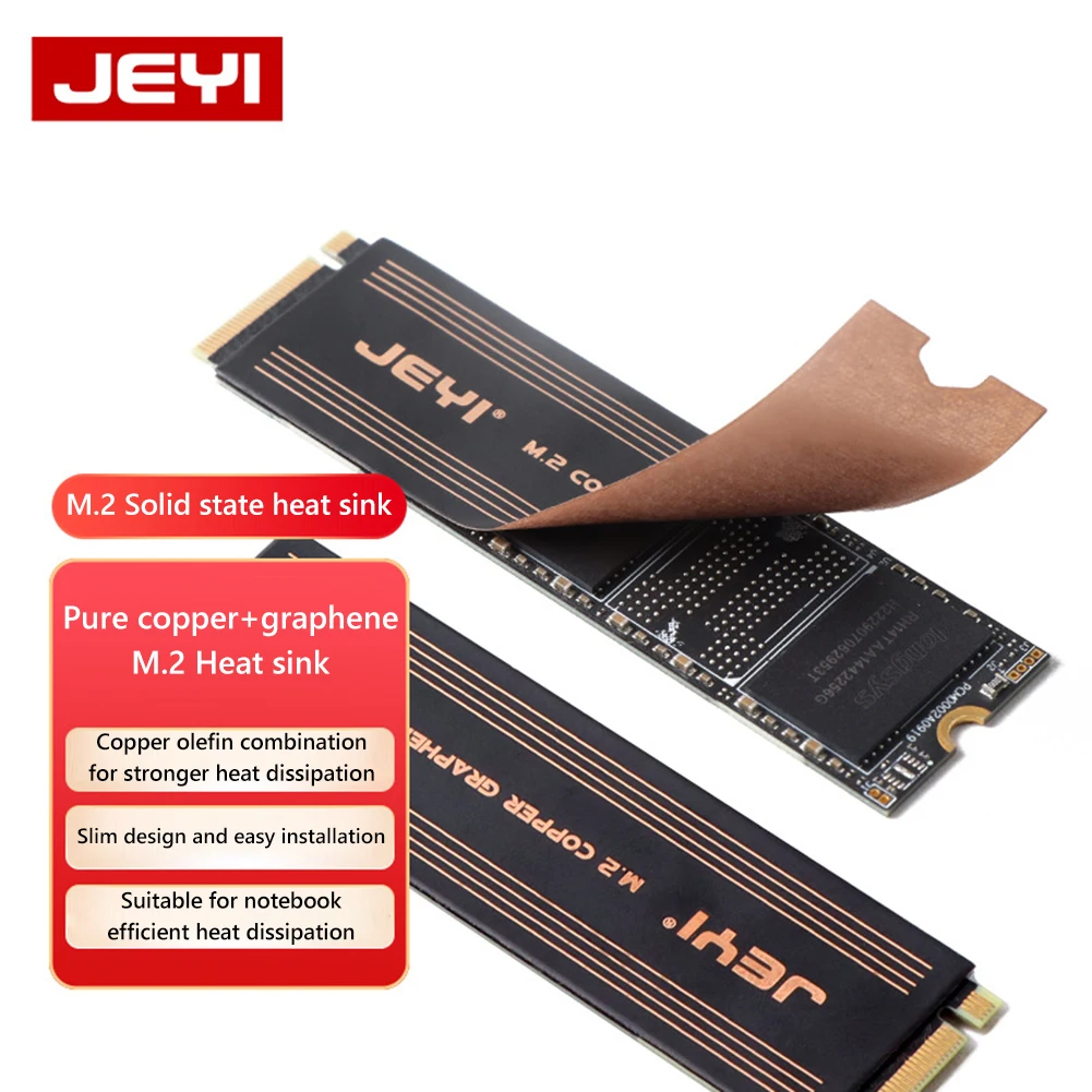 JEYI M2-CG SSD Cooling Heat Sink Dual-Layer Graphene Copper 2pcs Heat Cooler Radiator Antioxidant for Laptop PC NVMe 2280 Drive