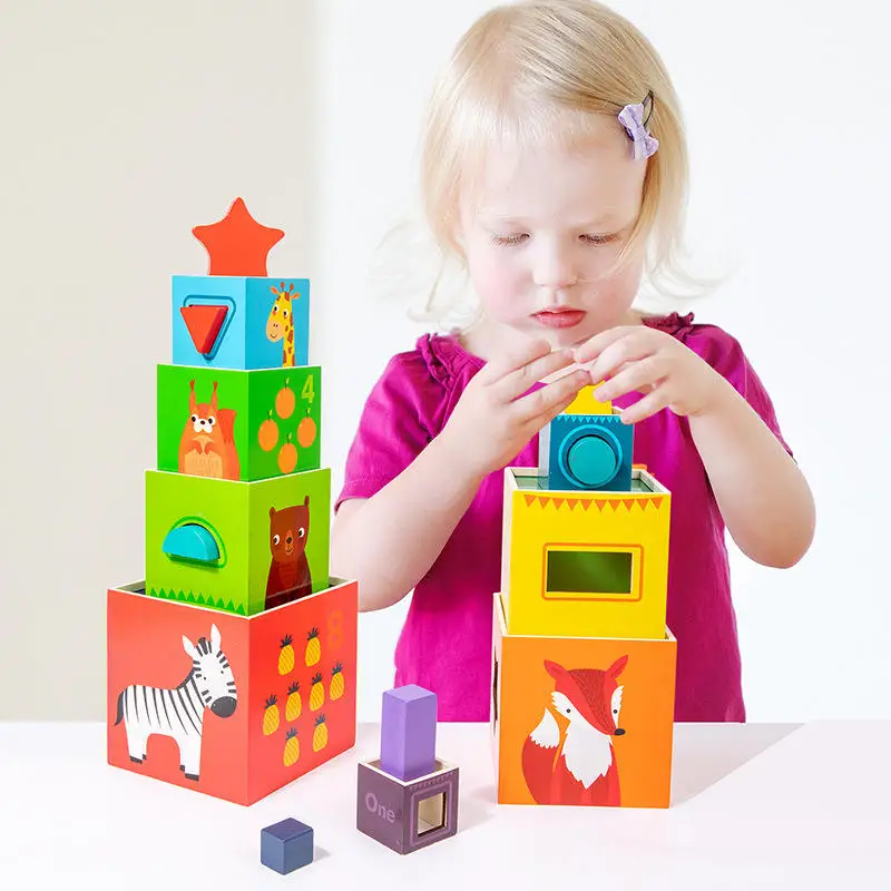 

Children's educational early education digital stacking set tower building blocks box baby shape cognition stacking music wooden