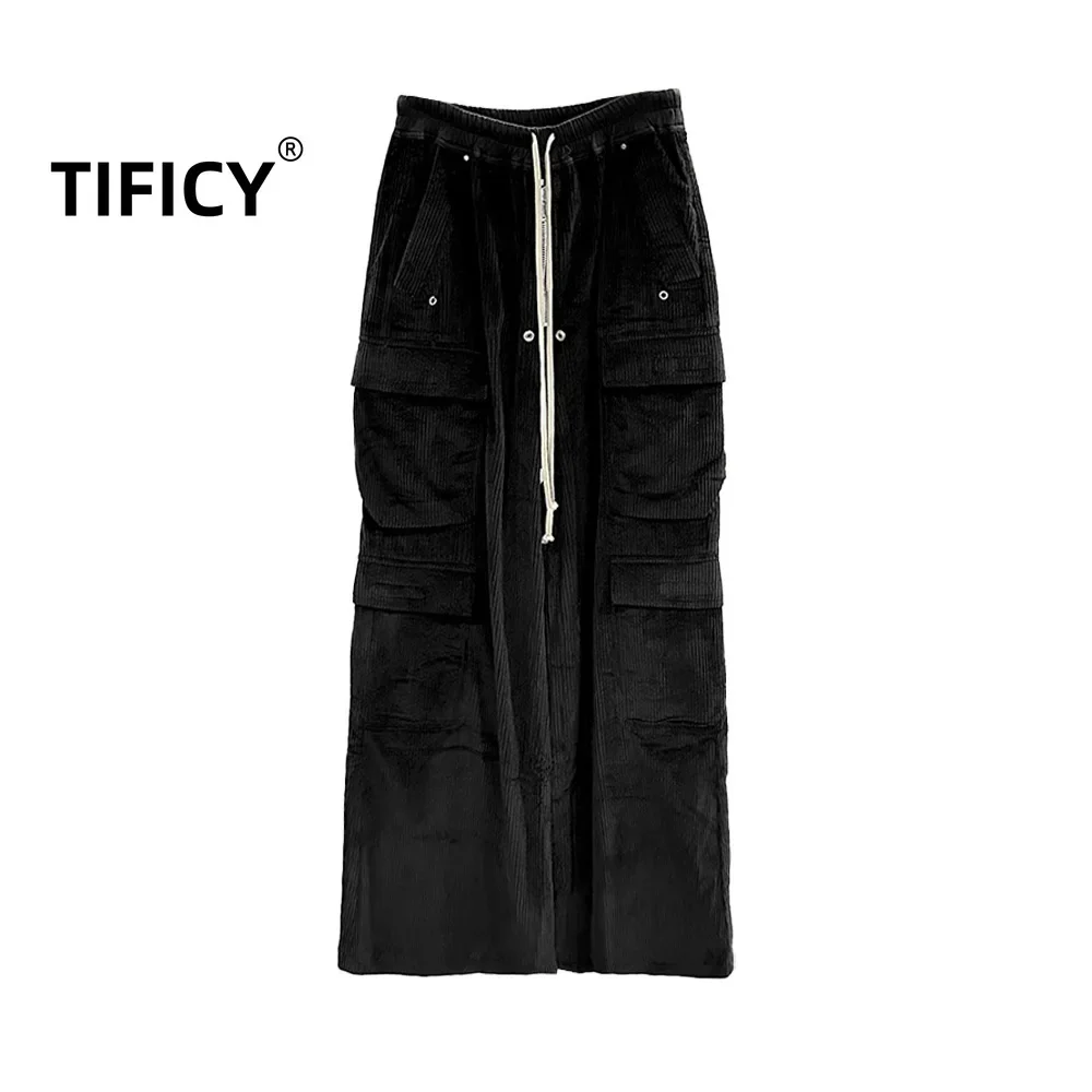 TIFICY High Street hombres Primavera/Verano High Street nuevo producto pana verde ropa de trabajo bolsillo grande Casual pantalones de pierna ancha