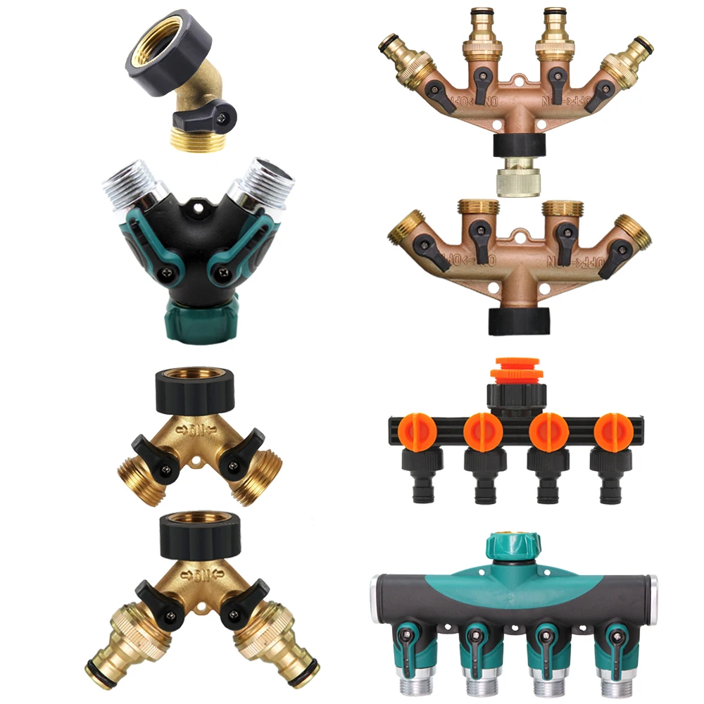 

Кран для водопроводной воды, четырехходовой двусторонний переключатель, переключатель, резьба 3/4 дюйма, латунный пластик, Y-образный шланг, распределитель, разъем, адаптер для крана