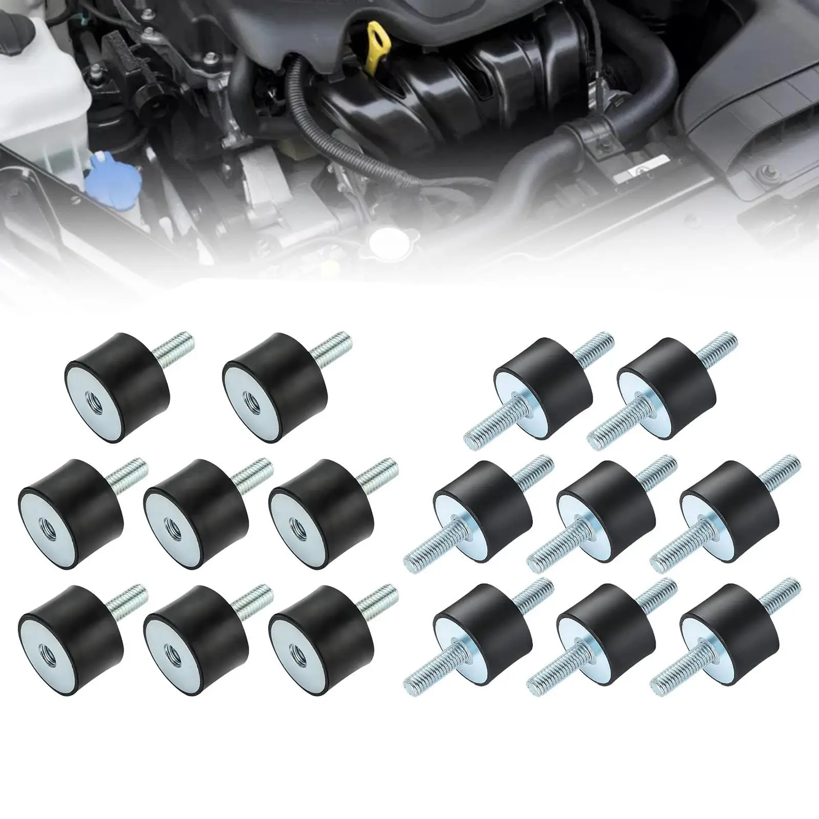 8Pcs Rubber Mount Shock Absorber M8 Studs Vibrations Isolators for Home Appliances Garage Motor Air Compressors Water Pump Car