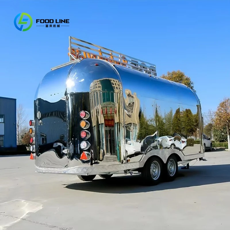 Customized Mobile Food Trailer Stainless Steel Food caravan with Kitchen Food Truck on Sale