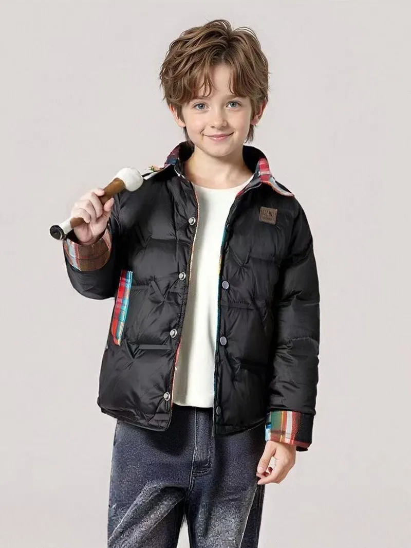 New Boy Winter Down Jacket Two Sides Thickness Kids Baby  Coats  Children  Autumn Winter 2026-A001