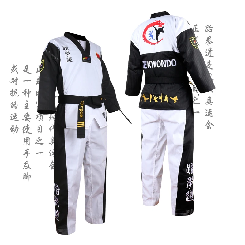 

Top Quality Colored Taekwondo Uniform for adult Children Teenagers Poomsae dobok red blue black tae kwon do clothes WTF approved