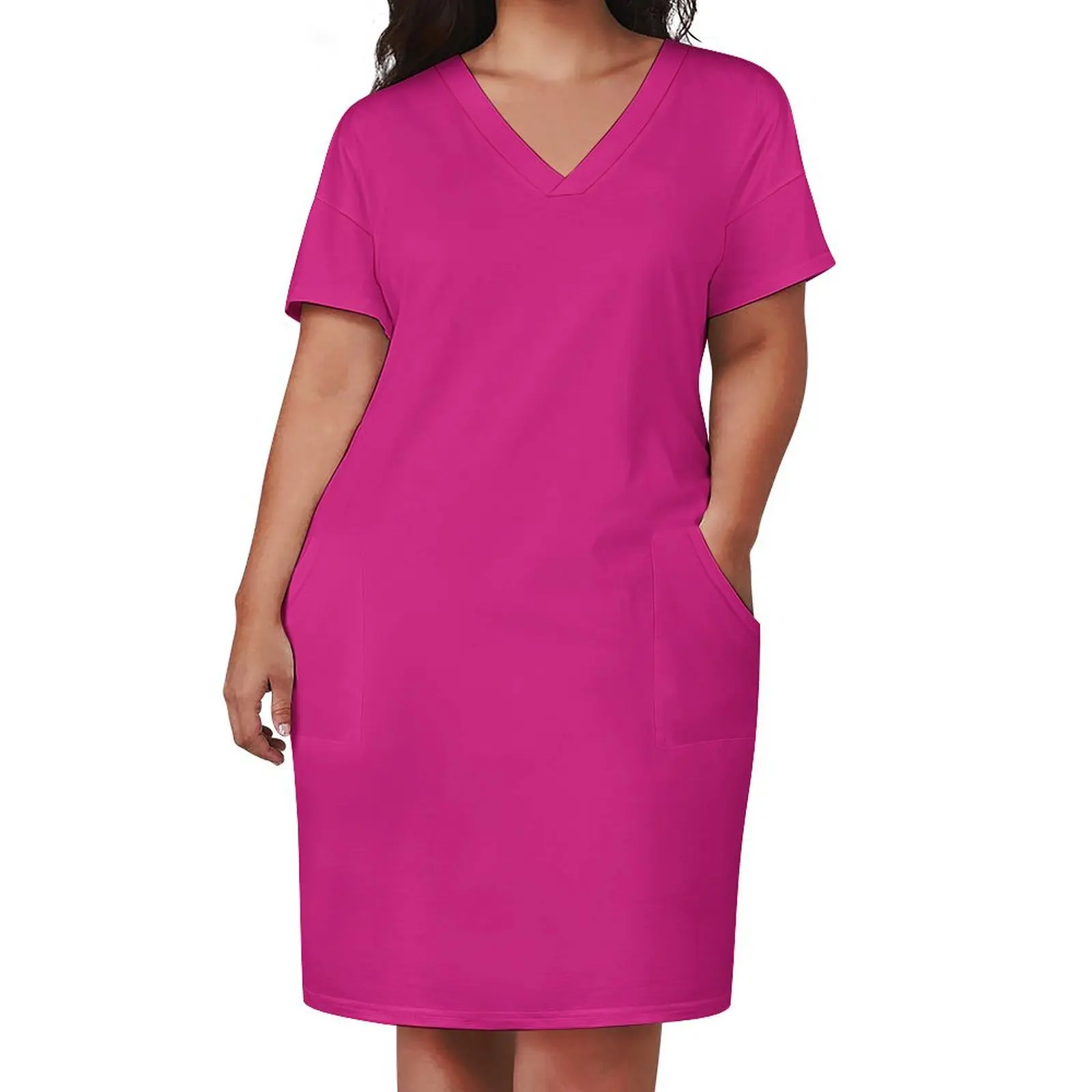 Plain VERY VIVID CERISE Pink - Over 100 shades of Pink on Ozcushions Loose Pocket Dress Long dress Dance dresses