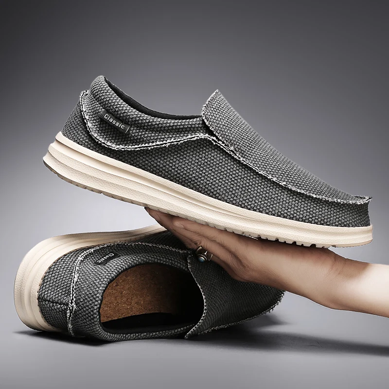 Men Casual Canvas Shoes Summer Breathable Loafers 2023 New Comfortable Outdoor Slip On Walking Shoes Men Sneakers Plus Size 48