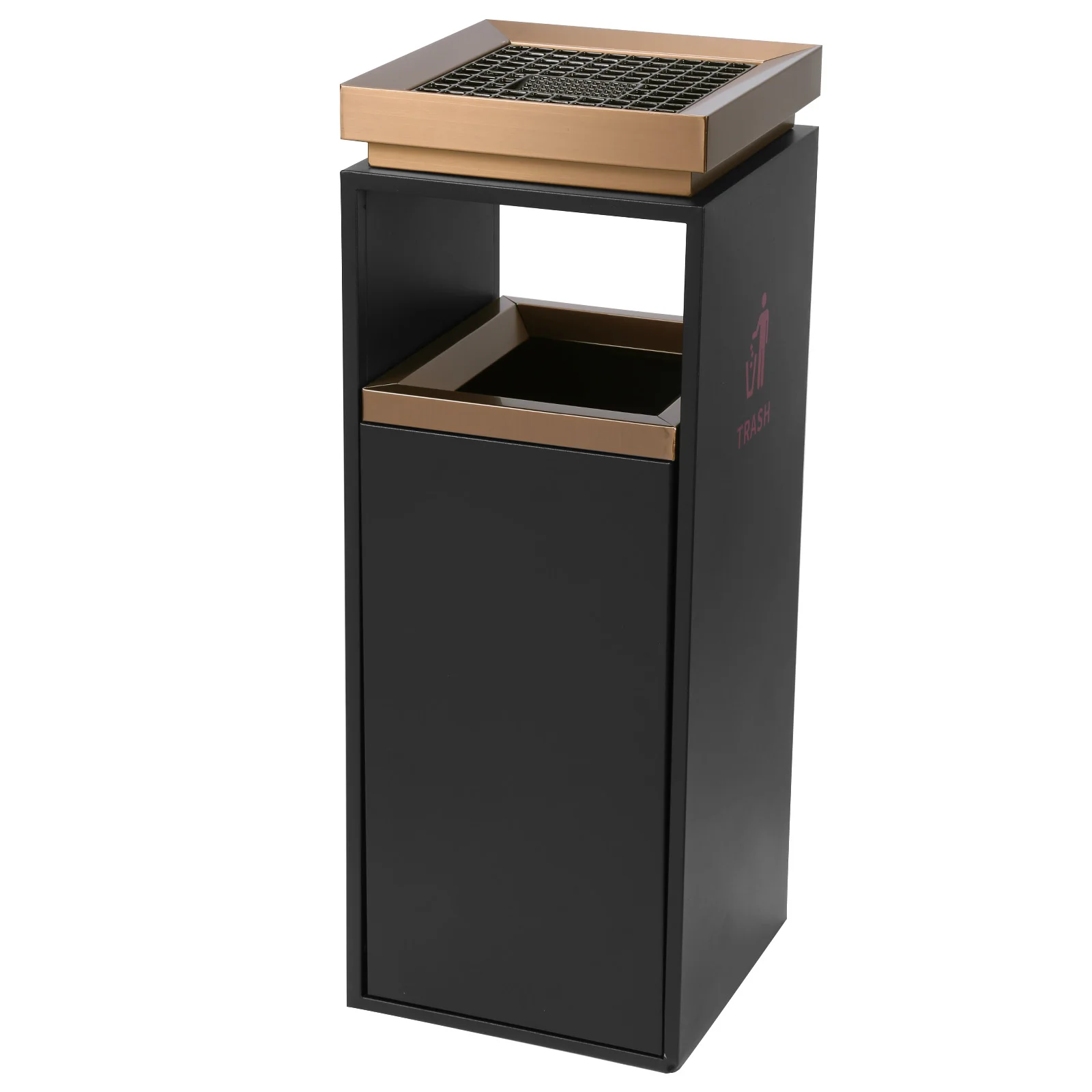 

Stainless Steel Garbage Can with Ashtray/Lid with Removable Inner Bucket 29.53x11.02x11.02in for Parks Public Spaces