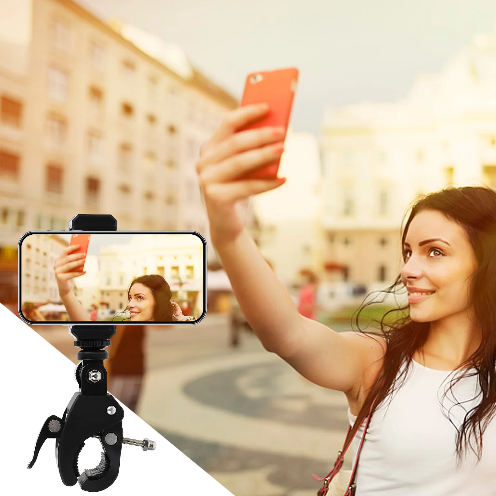 

2Pcs Plastic Phone Clip Bike Camera Mount Rotatable Side Holder Multi Angle Stable Fix for Smartphones Tripod Microphone Rods