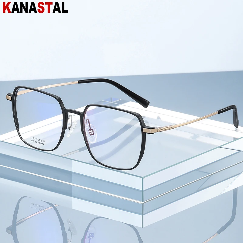 Men Optical Myopia Presbyopic Eyewear Women Blue Light Blocking CR39 Prescription Reading Glasses Pure Titanium Eyeglasses Frame image 4