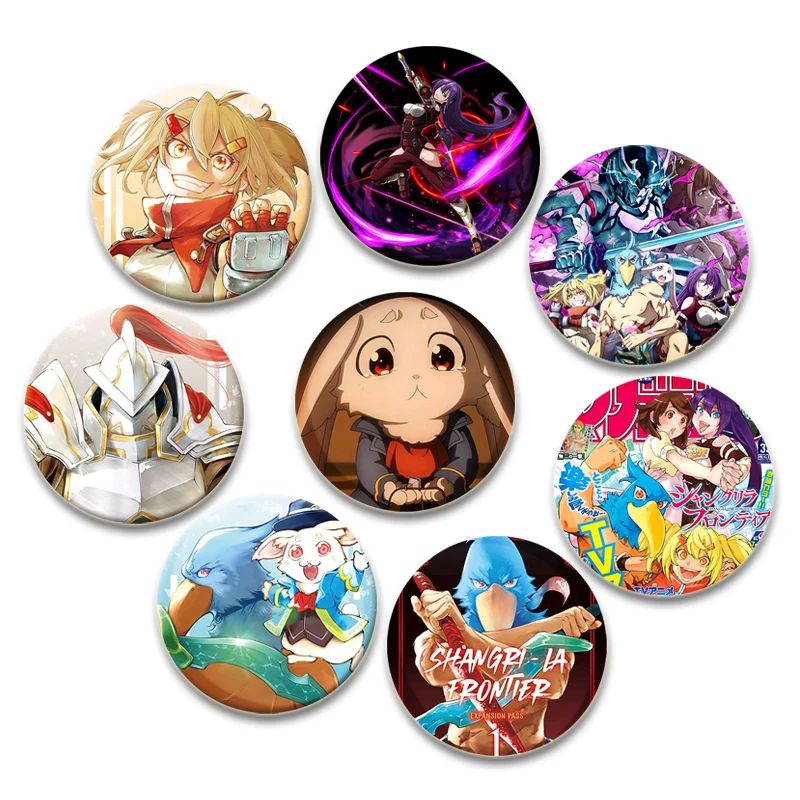 Shangri-La Frontier Handmade Pin Round Cartoon Brooches for Backpack Cothes Accessories Anime Collection Badge Hat Decoration