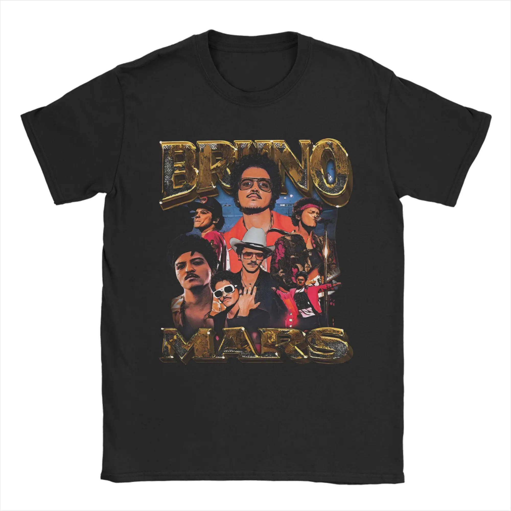 Bruno Mars Rapper Retro Collage Tribute T Shirt Summer T Shirts Men Cotton O Neck Plus Size 5XL Top Tees Short-Sleeved Tshirt