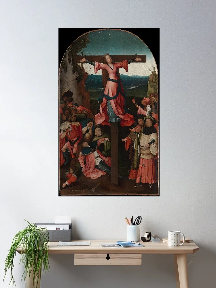 Hieronymus Bosch - Triptych of the Martyrdom of St Liberata, Print Art Canvas Poster,Living Room , Home Wall Decor Picture