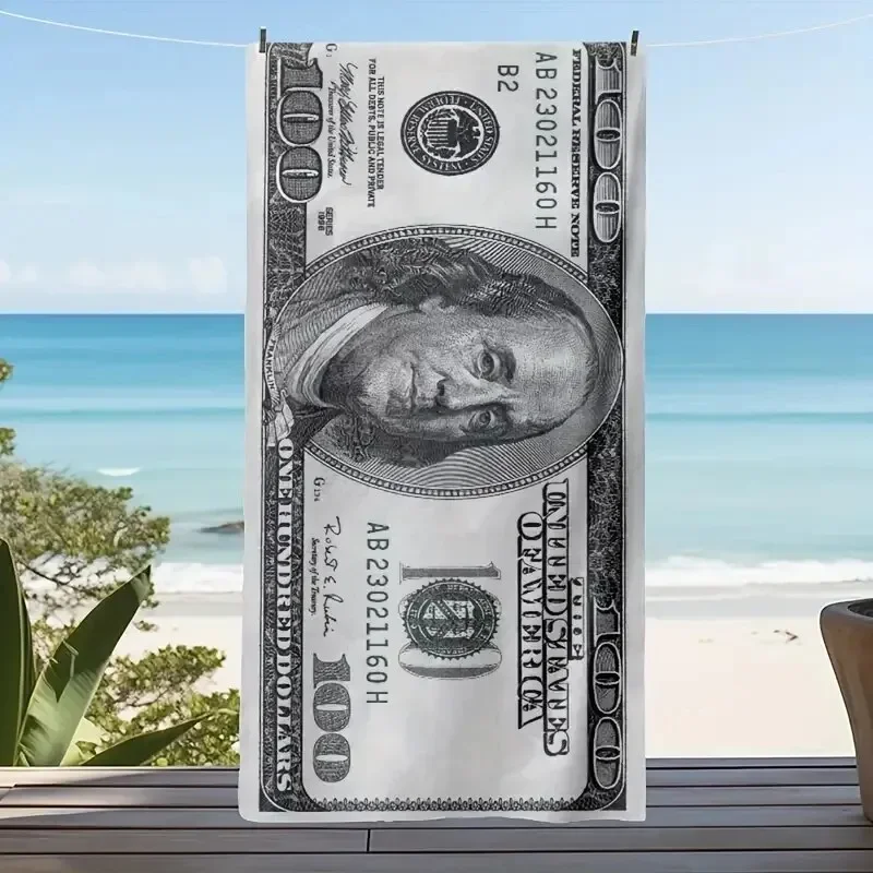 1 pc toalha de praia de microfibra super absorvente com 100 dólar bill printc)-leve e secagem rápida para natação, acampamento e