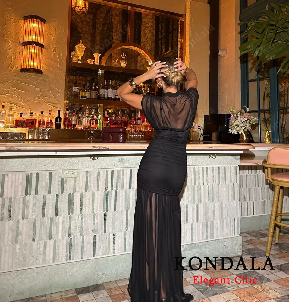 KONDALA Women Elegant Chic Mesh Tulle Long Dress Sleeveless Fitted Dress For Female 2025 Fashion Sexy Romantic Party Lady Dress