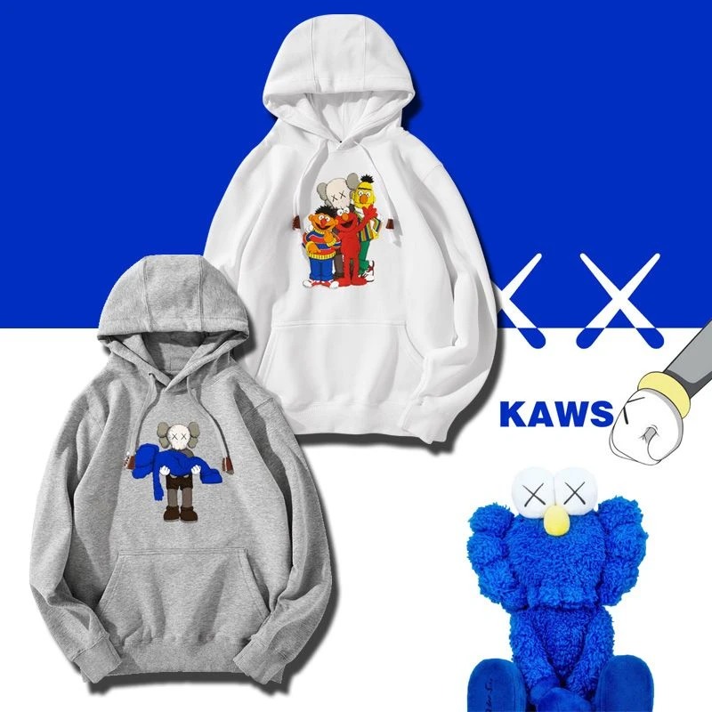 

Sesame Street Collaboration Men's and Women's Fashion Cartoon Fashion Harajuku Style Loose Pure Cotton Printed Hooded Sweatshirt