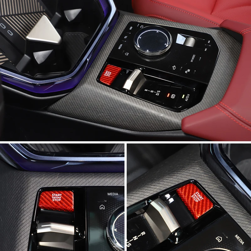 

For BMW 5 7 Series X3 i5 i7 G45 G60 G70 2023-2026 Real Carbon Fiber Car Start Button Decorative Sticker Car Interior Sticker
