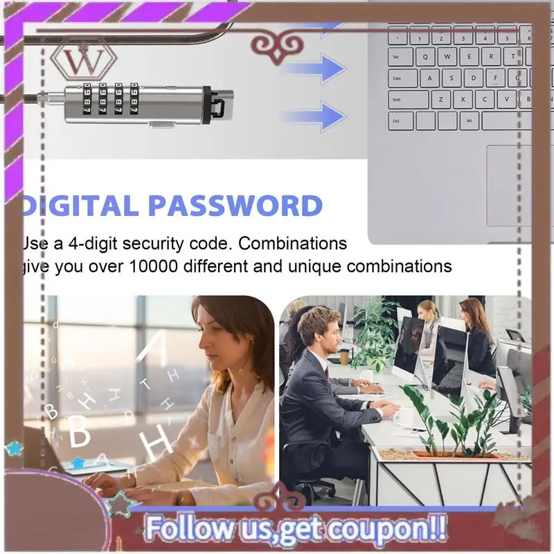 ABBG-4 Digital Universal Lock USB Laptop Security Cable Lock For Computer