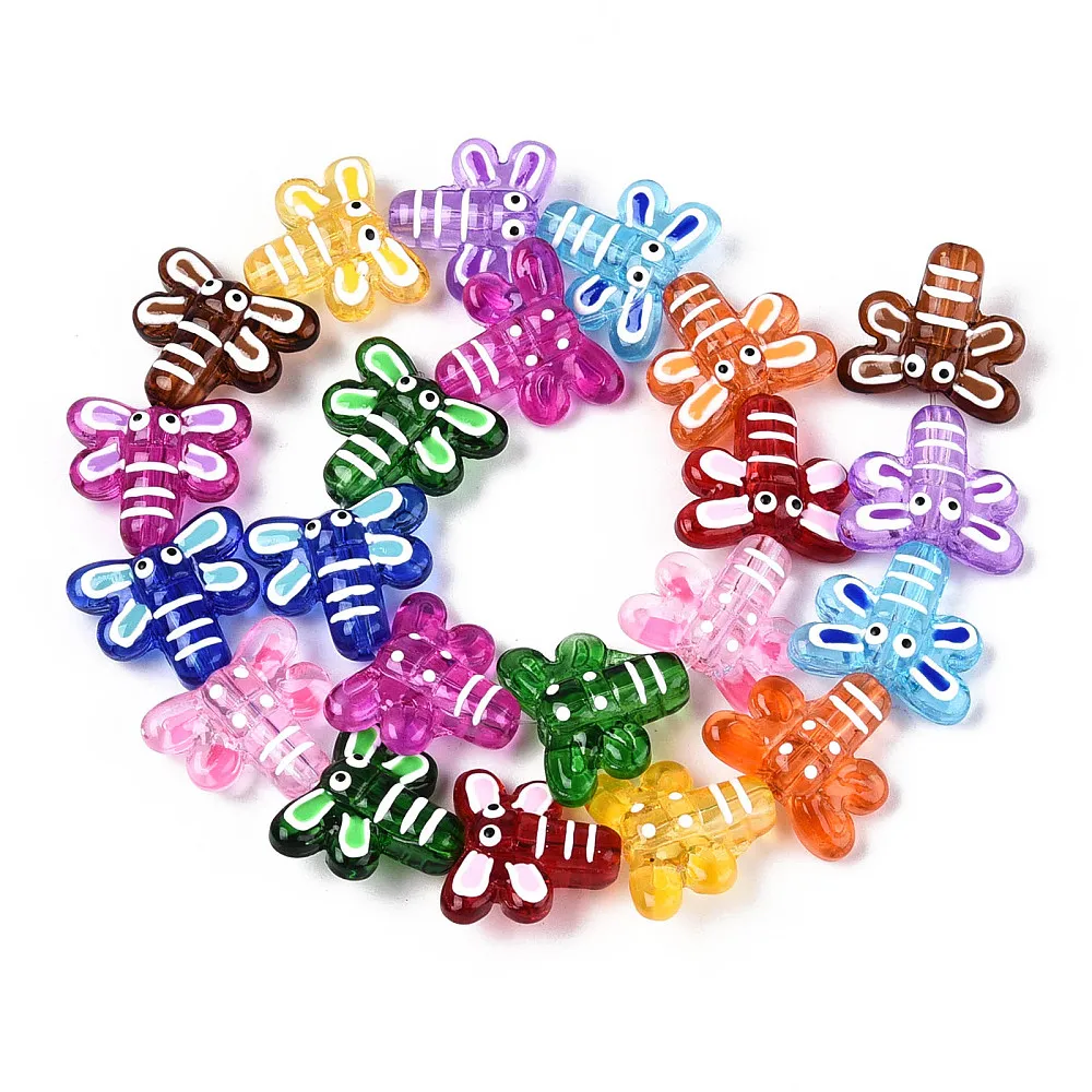 

22Pcs Dragonfly Lampwork Enamel Beads Flying Animals Handmade Glass Bead for DIY Summer Necklaces Earring Jewelry Crafts Making