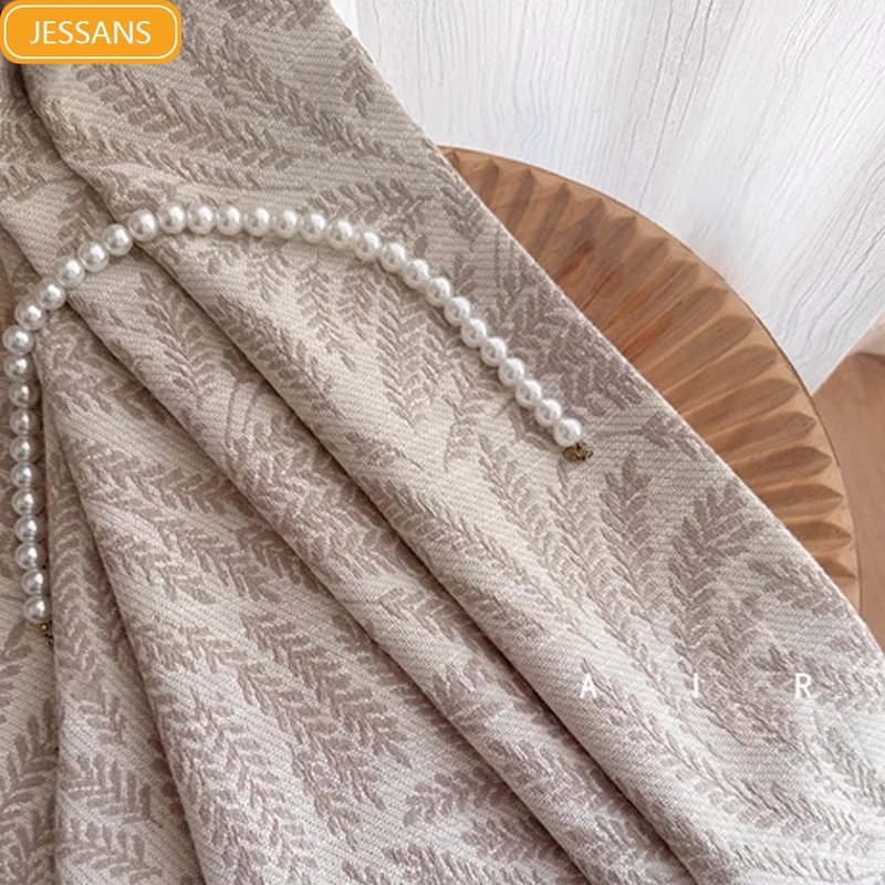 

Brown Wheat Spike Jacquard Thickened Chenille Curtains for Living Room Bedroom Balcony Customized French Window Light Coffee