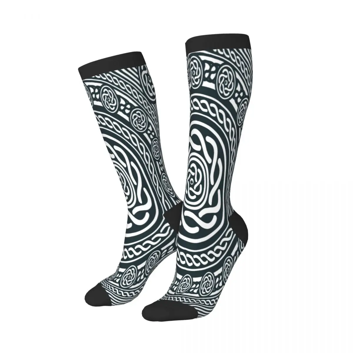 Unisex Socks Winter Abstract Black And White Celtic Mandala Long Socks Business Casual Harajuku Streetwear Sports Socks Sox