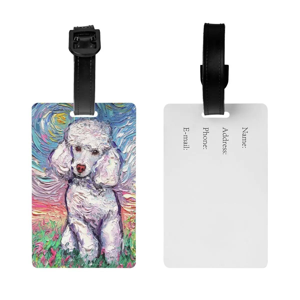 Starry Night Tag Bagagem com cartão de nome, Pet Dog Lover, Privacidade Cover, ID Label for Travel Bag Mala, Custom, Poodle