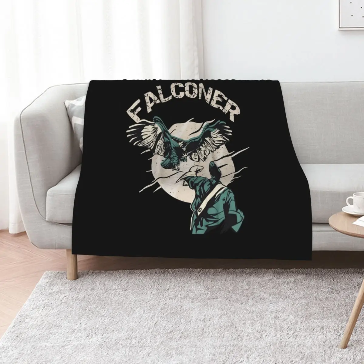 

Falconry Bird landing on Falconer armClassic T-Shirt.png Throw Blanket Sofas warm winter Camping Flannel Blankets
