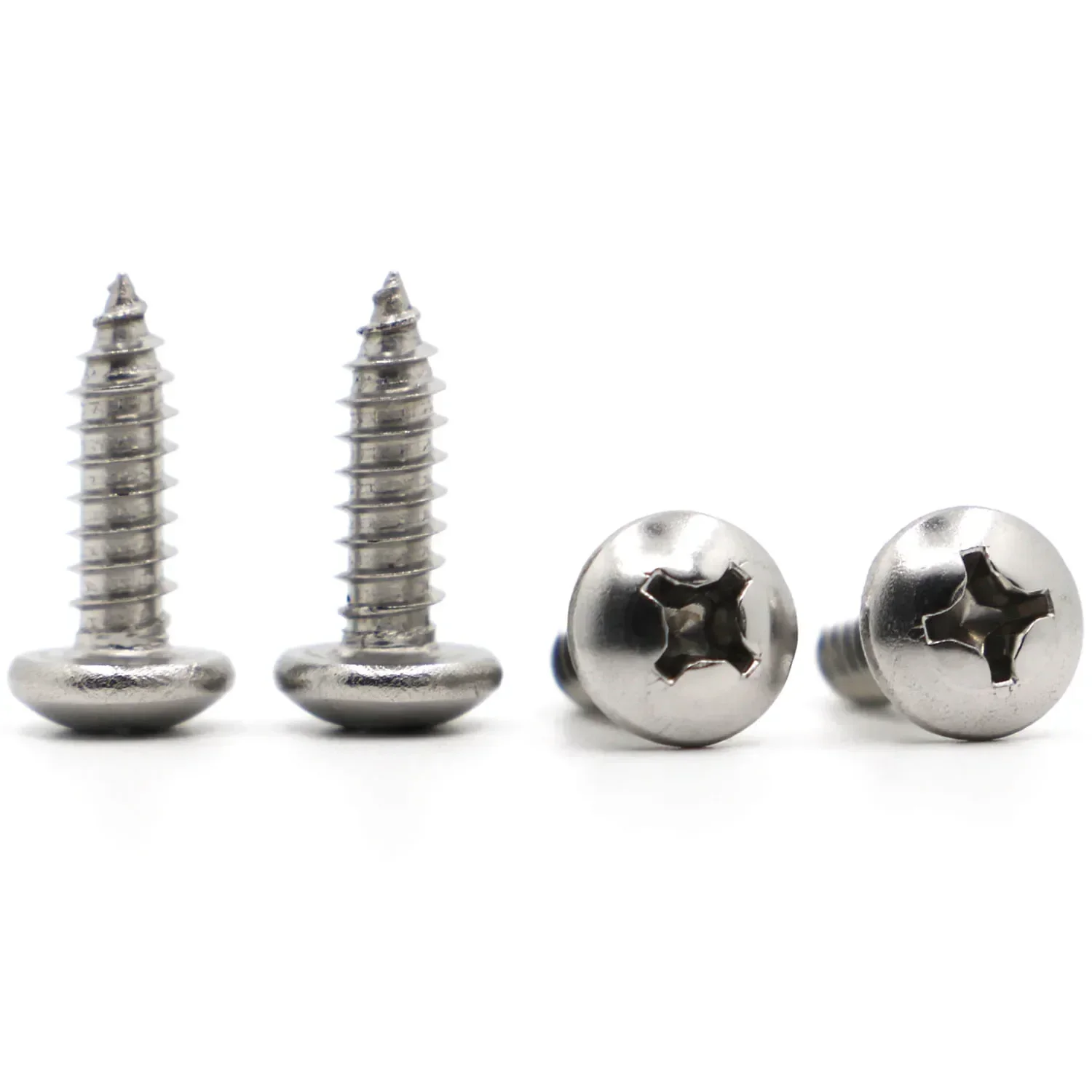 10-50 m1 m1.2 m1.4 m1.7 m2 m2.2 m2.6 m3 m3.5 m4 m5 m6 pequeno 304 aço inoxidável cruz phillips pan cabeça redonda parafuso auto-roscante