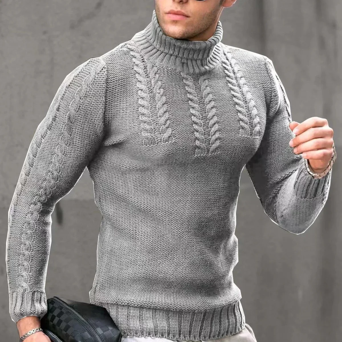 2024 Herbst Winter neue Herren warme Woll pullover Handel Vintage koreanische Mode Männer Roll kragen pullover lässige Pullover übergroß