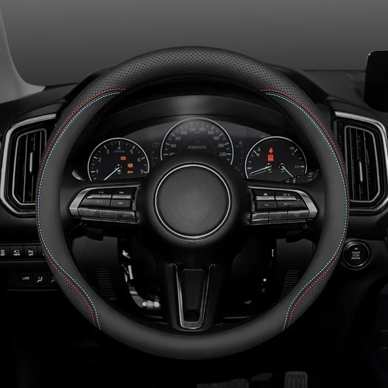 Nappa Leather Steering Wheel Cover Suitable for Mazda3 Atenza CX5 CX4 CX8 CX30 CX50 EZ6 Mazda Accessories Anti Slip Handle Cover - Image 3