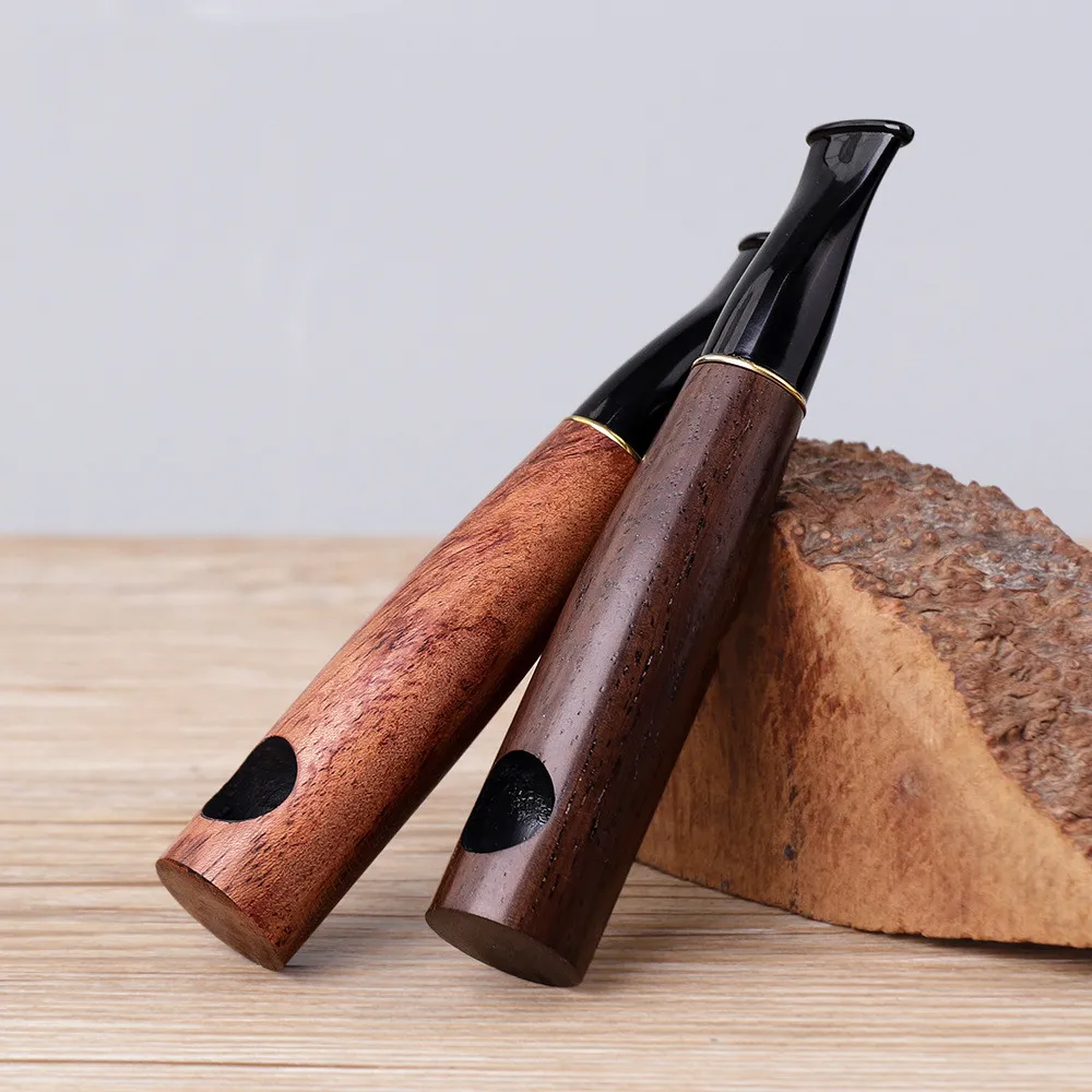 1Pc  Ebony Wood Handmade Tobacco Pipe Solid Wood Smoking Pipe Traditional Craftsmanship Amazon Cross-border Goods