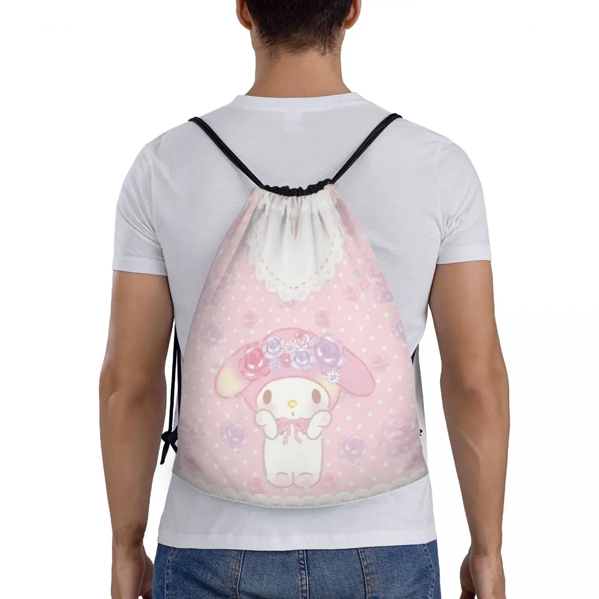 My Melody Drawstring Back Pack Bag Travel Storage Package Teenagers Beach Tote Bag School Sport Shoe Bag Portable