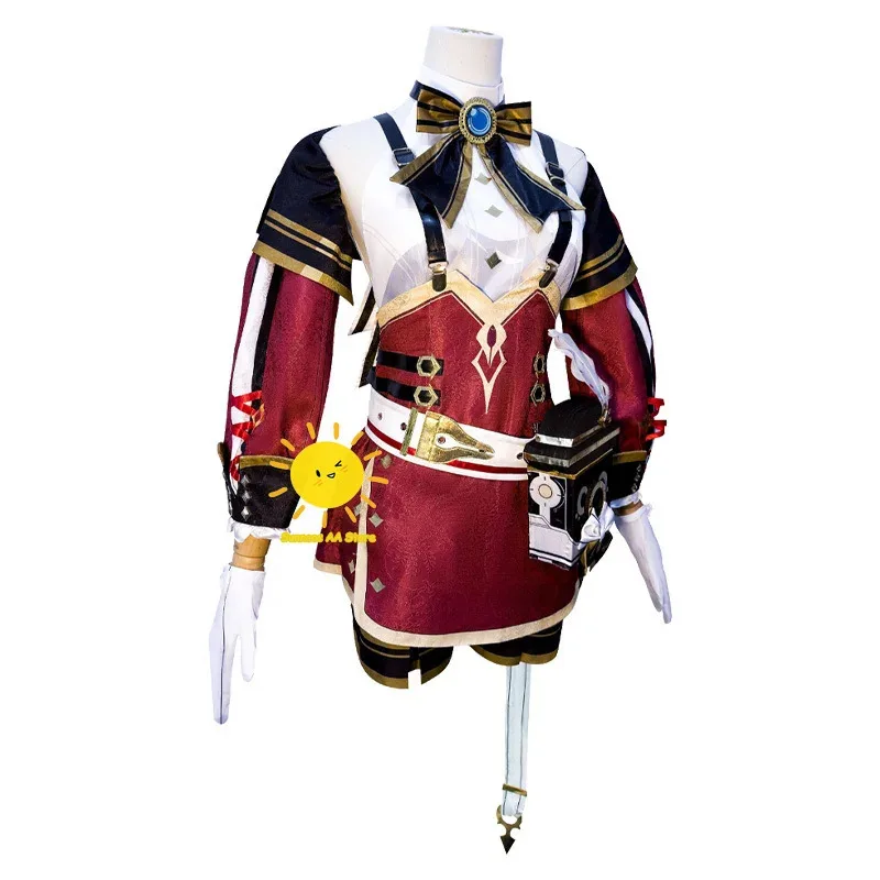 DY20Charlotte Cosplay Genshin Impact Kostum Cosplay Seragam Permainan Anime Pakaian Rok Wig Charlotte Hadiah Pesta Halloween untuk W
