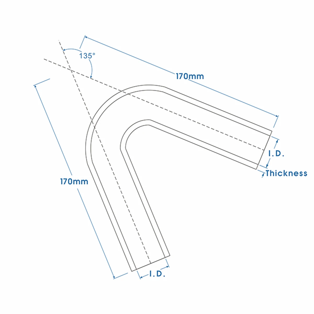 135 Degree Elbow Universal Silicone Coupler Intercooler Turbo Intake Pipe Hose Kit 170mm Length ID 25 30 38 50 64 76 89mm