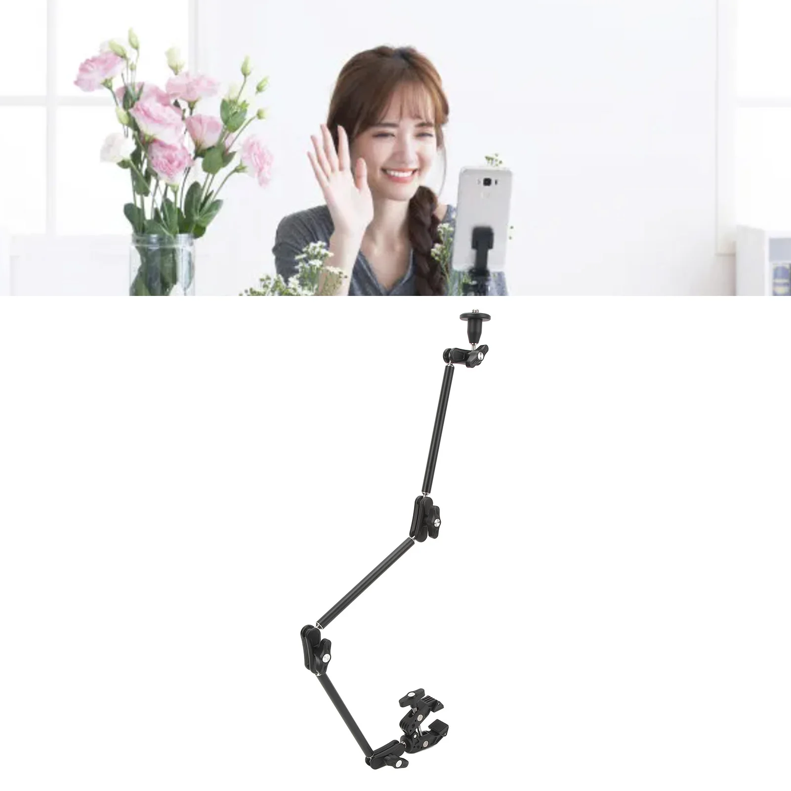 Articulating Arm Adjustable Articulating Friction Arm Super Clamp with 1/4 Inch 3/8 Inch Thread for SLR Cameras