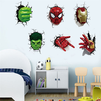 Cartoon Super Heros Wall Stickers Iron Man Hulk Mural Art Diy Kids Bedroom Home Decoration Diy Fridge Decals Avengers Posters