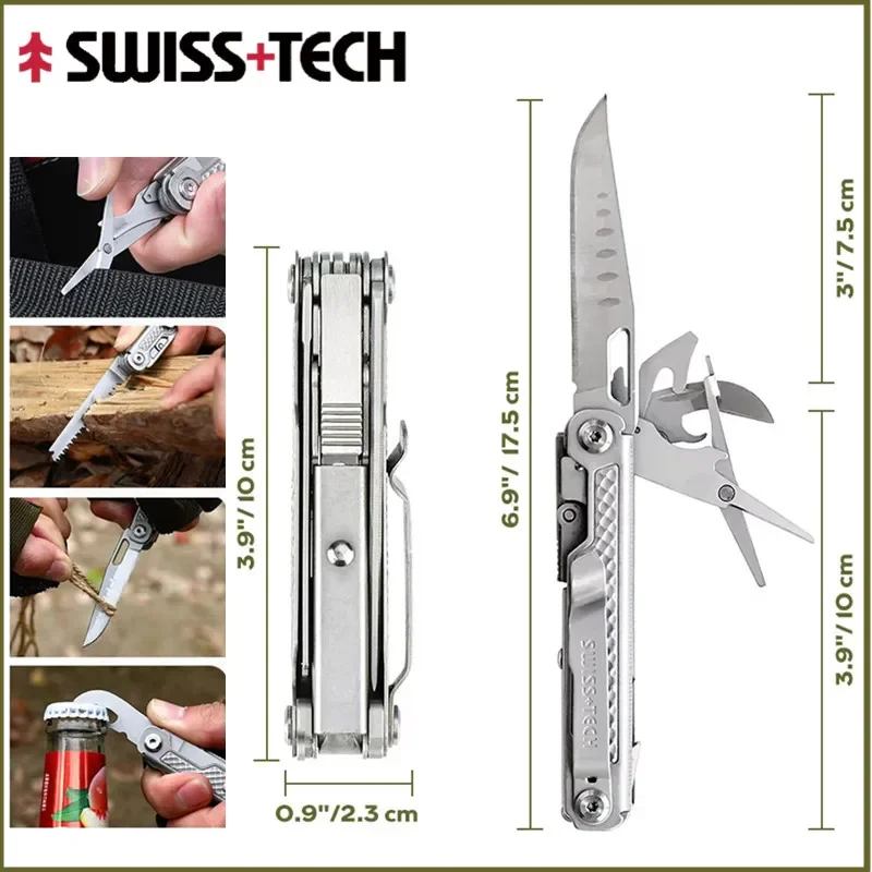 SWISS TECH 11 In1 Pocket Folding Knives Scissors Screwdriver Mini Multitool Knife Outdoor Survival Camping EDC Tools gadgets