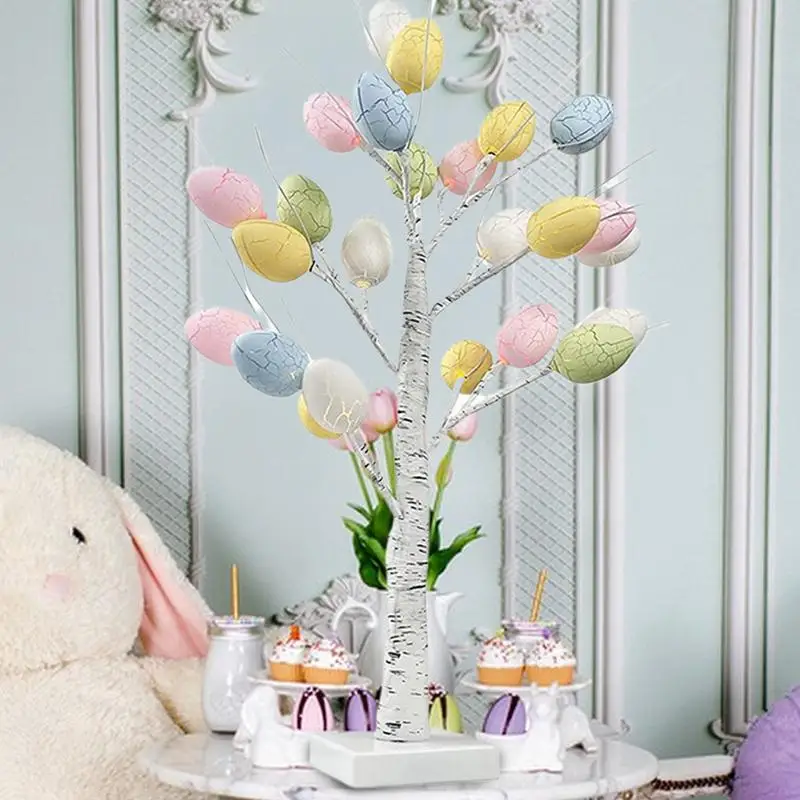 Lighted Easter Tree Pre-Lighted Led Tree Light With Easter Egg Pre-Lit LED Light Up Birch Tree For Home Wedding Holiday Spring