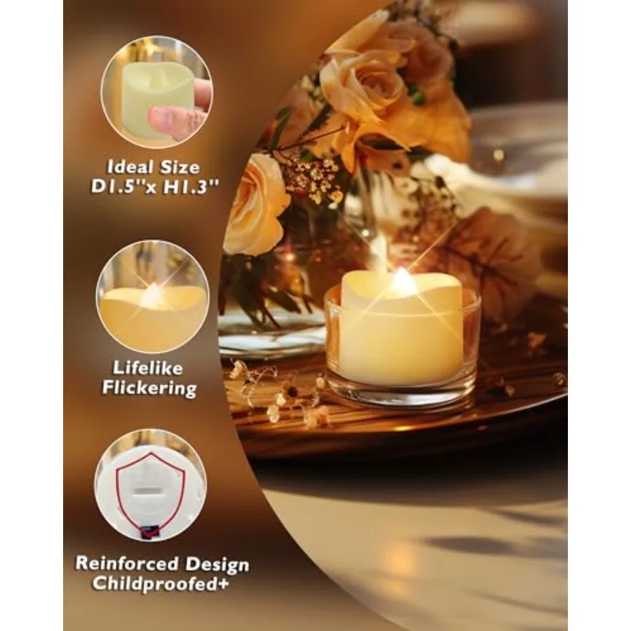 24-Pack Flameless LED Tea Lights Candles Battery Operated, 200+Hour Fake Electric Candles TeaLights for Votive, Aniversary, Wed view 5